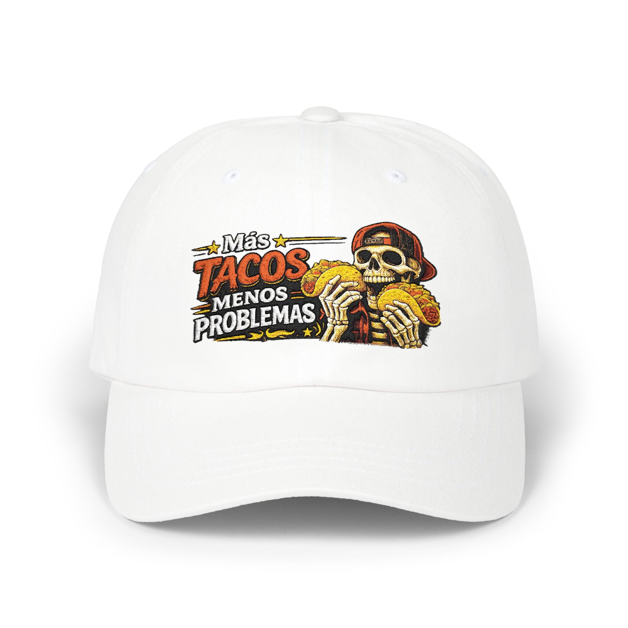 Más Tacos Menos Problemas – Gorra Bordada | Hasta Los Huesos Co.
