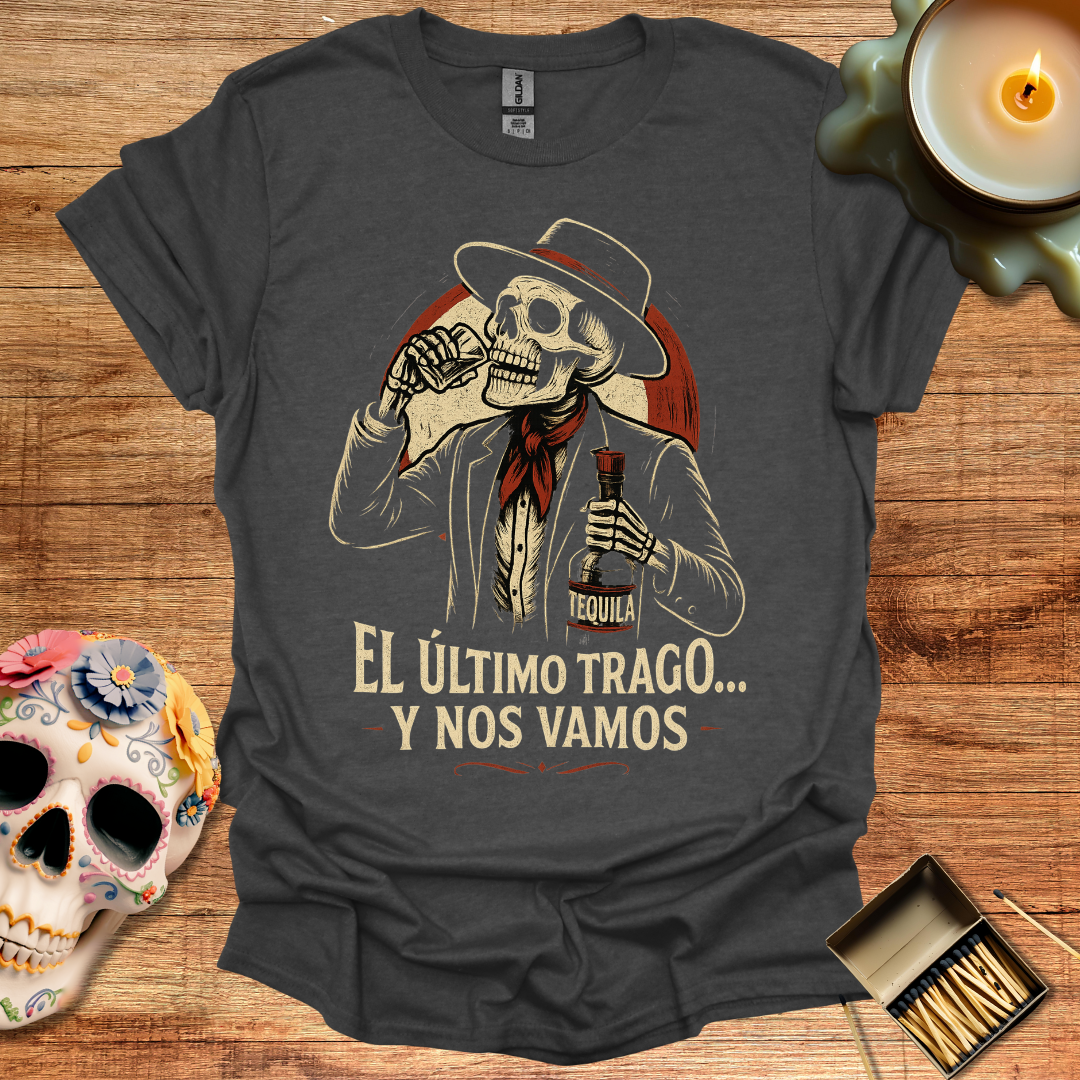 💀 El Último Trago… y Nos Vamos – Camiseta Calavera Cantinero