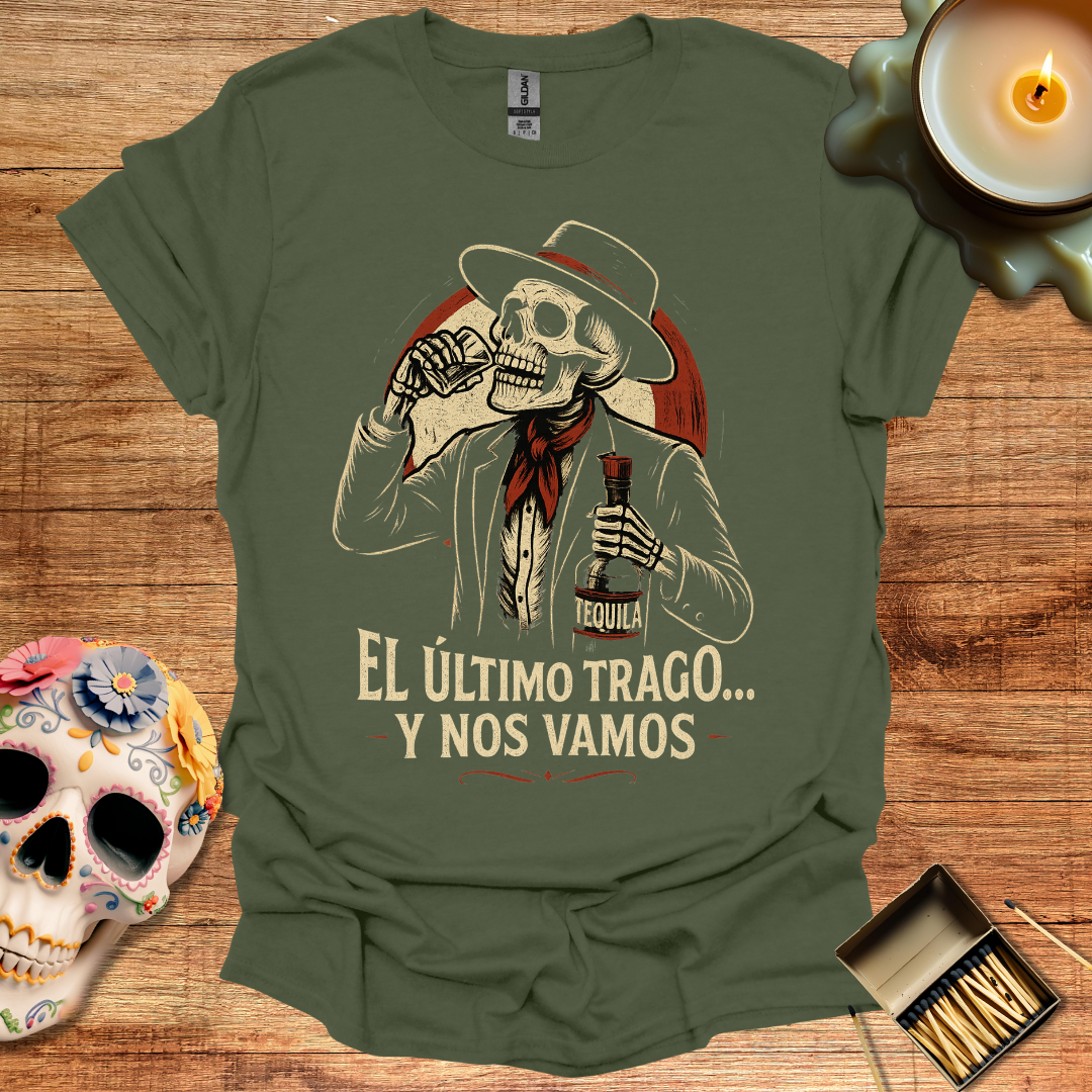 💀 El Último Trago… y Nos Vamos – Camiseta Calavera Cantinero