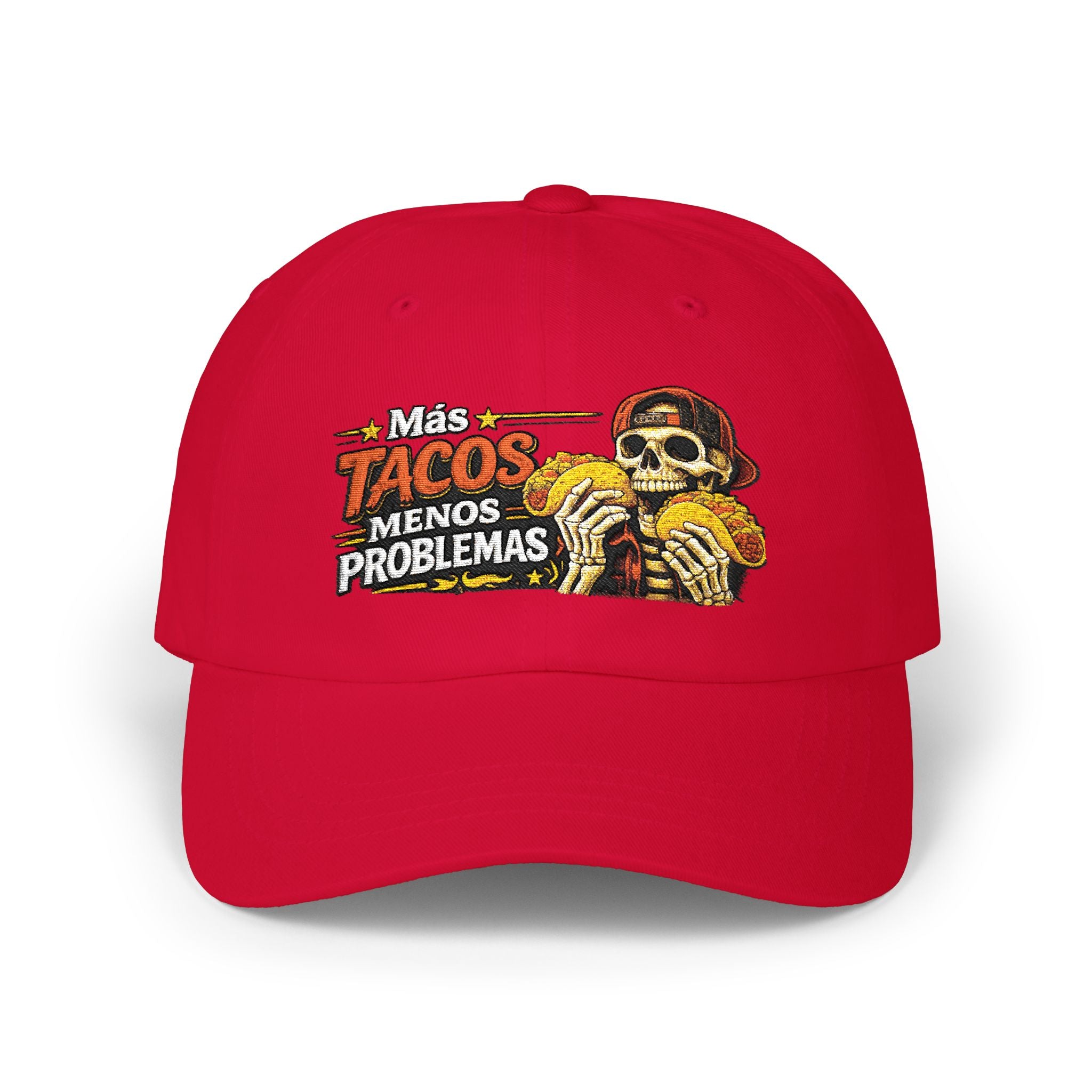 Más Tacos Menos Problemas – Gorra Bordada | Hasta Los Huesos Co.